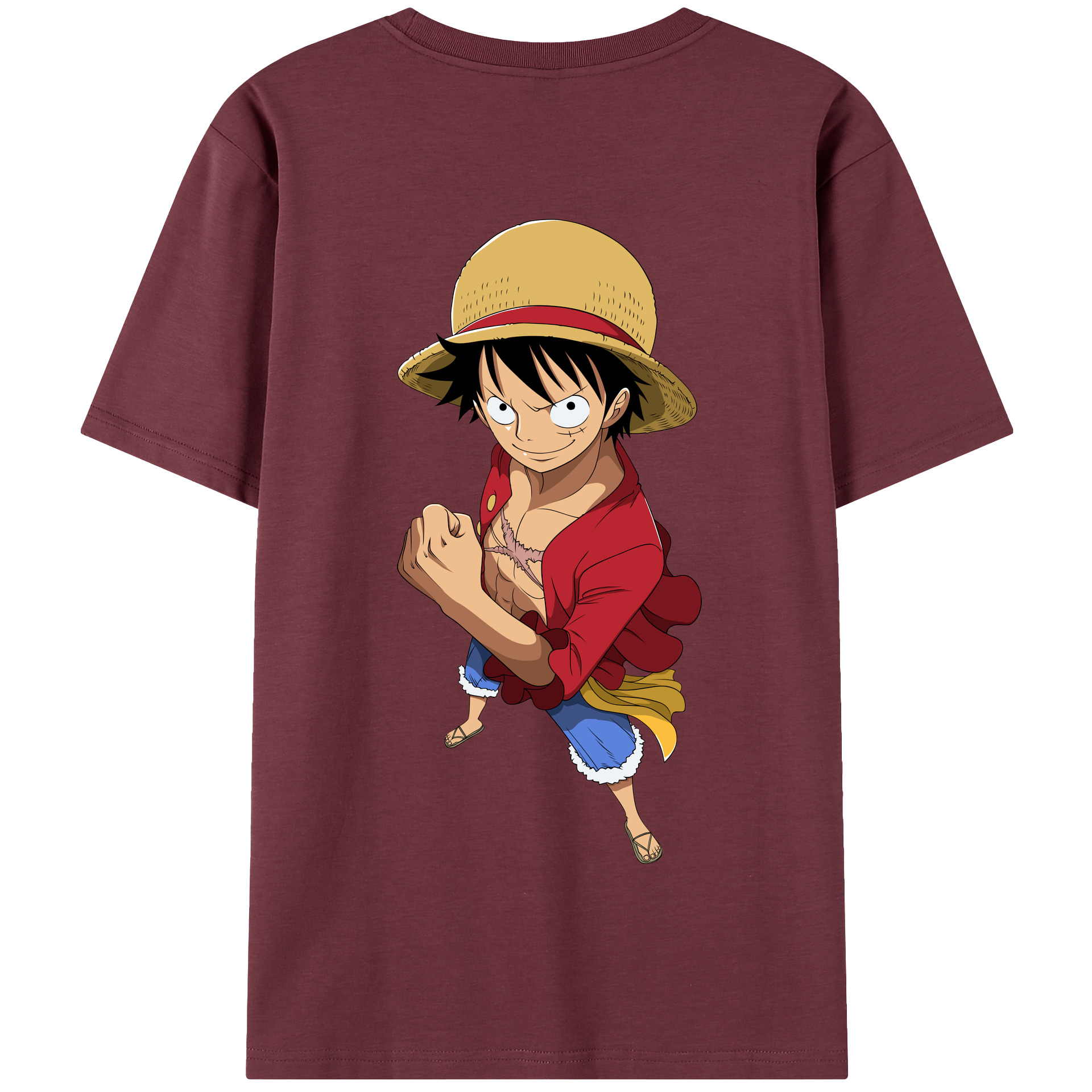 ワンピース モンキー・D・ルフィ ONE PIECE Monkey D. Luffy 綿100％半袖Tシャツ（背面プリント）